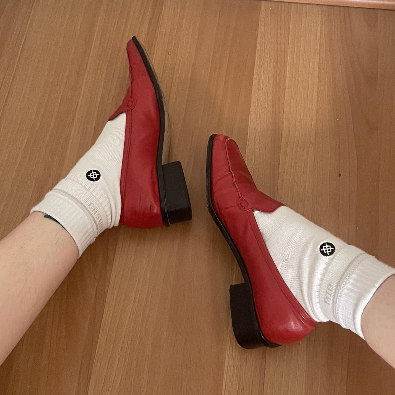 Red vintage italian loafers. All leather. Milana... Depop