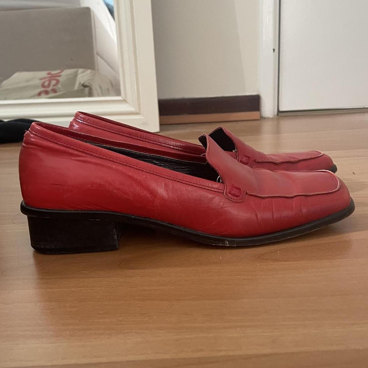 Red vintage italian loafers. All leather. Milana... - Depop