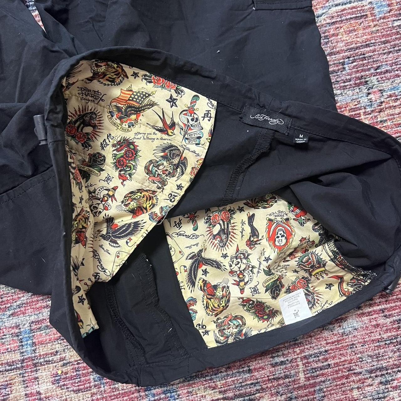 Black Ed hardy parachute pants - Depop