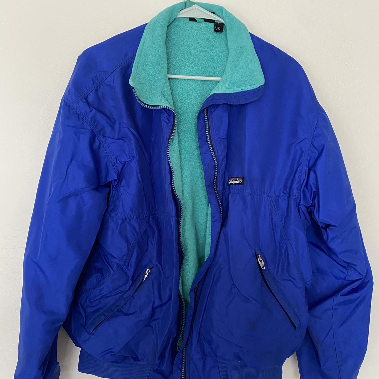 Blue and teal vintage patagonia jacket, for mild to... - Depop