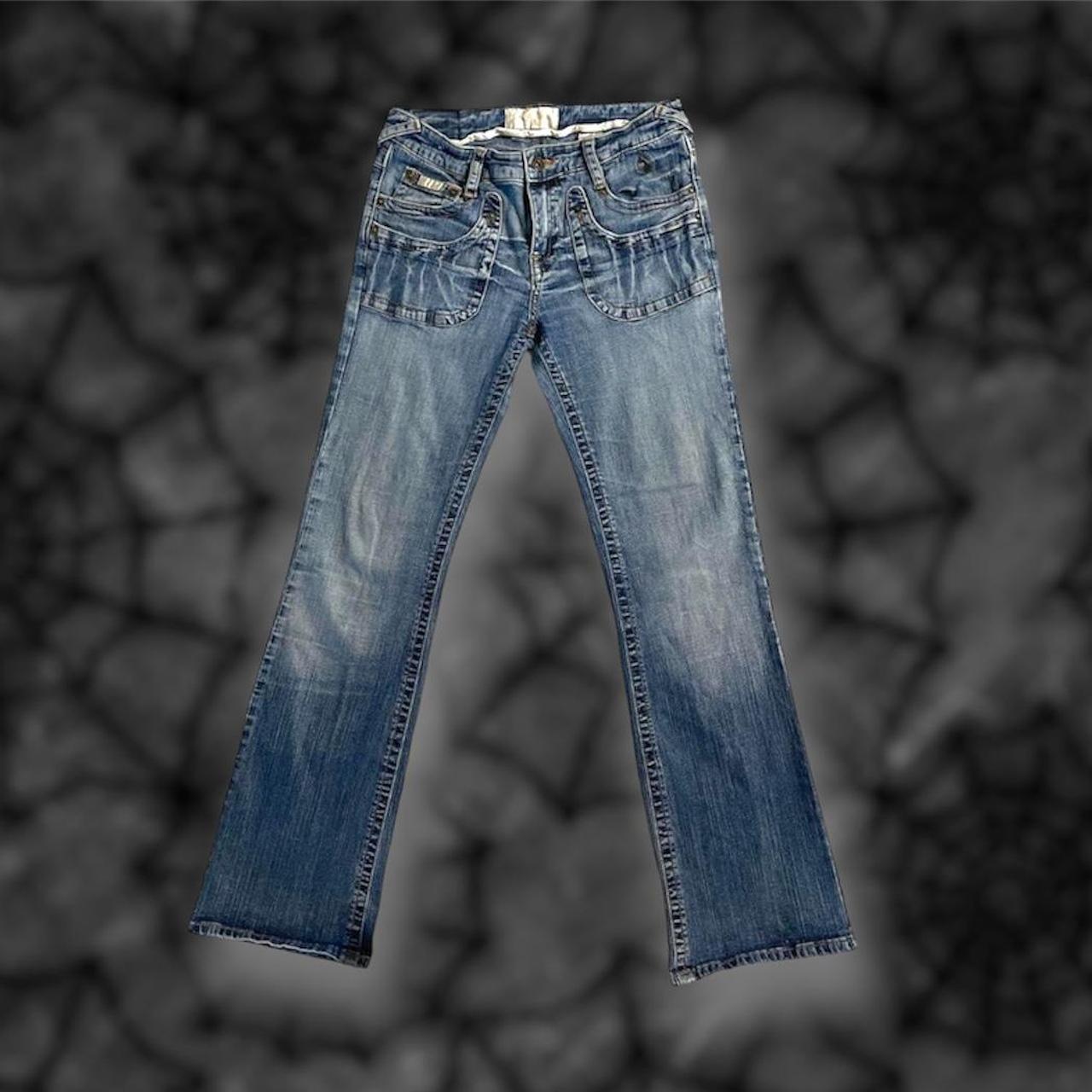 .୭̥⋆* amazing y2k baby phat low rise flare jeans with... - Depop