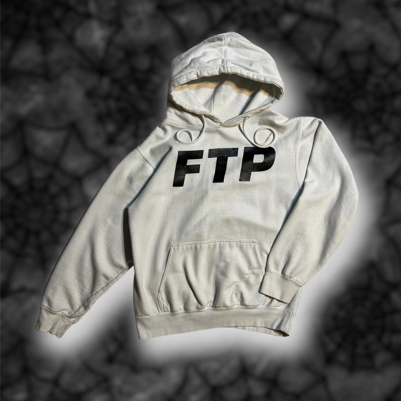 ⋆.ೃ࿔* ftp white+black lettering logo hoodie ·:*¨༺... - Depop