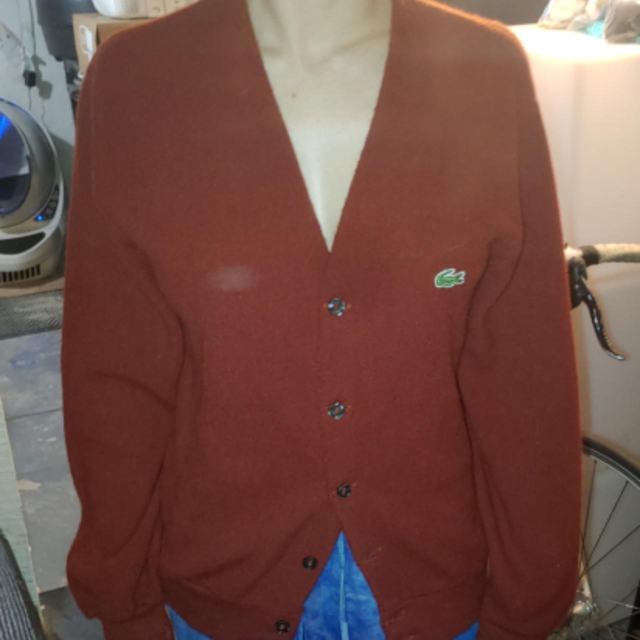 Lacoste Men's Burgundy Cardigan Depop