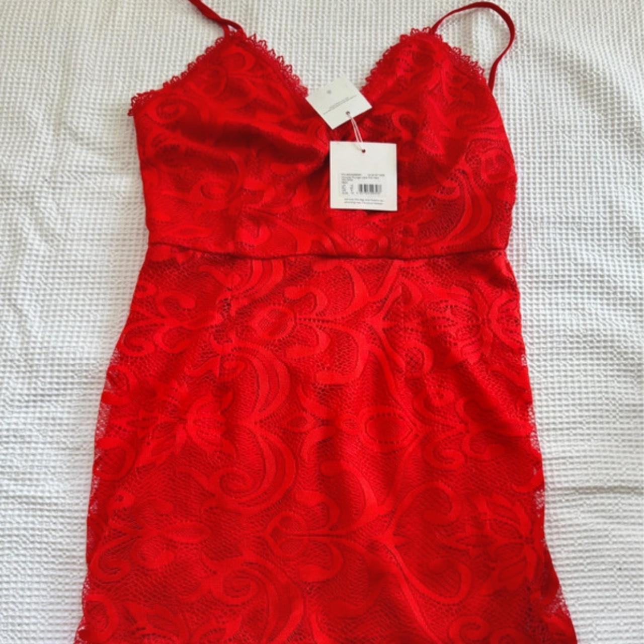 Missguided red lace dress Size 12 Depop