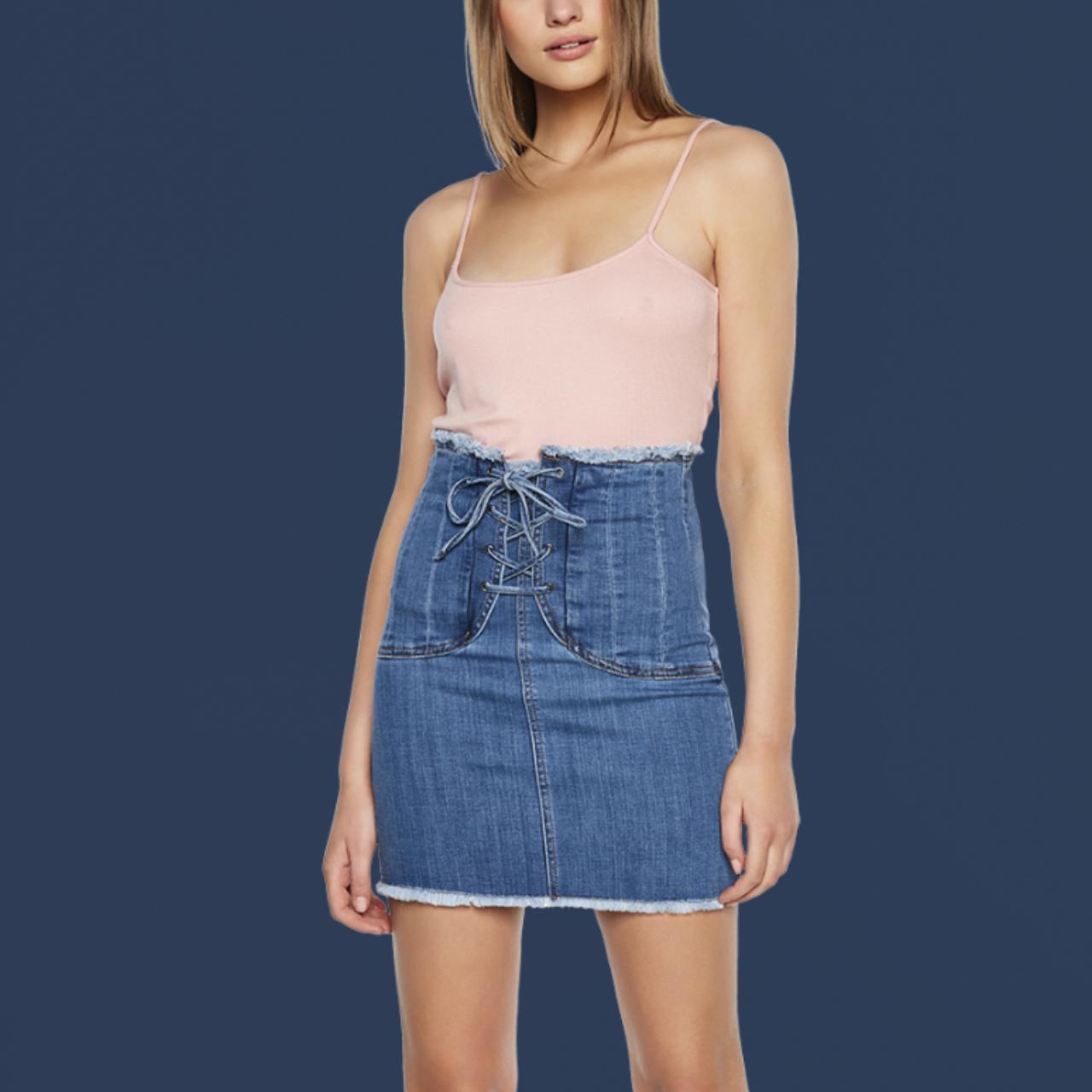 Corset denim 2025 skirt bardot