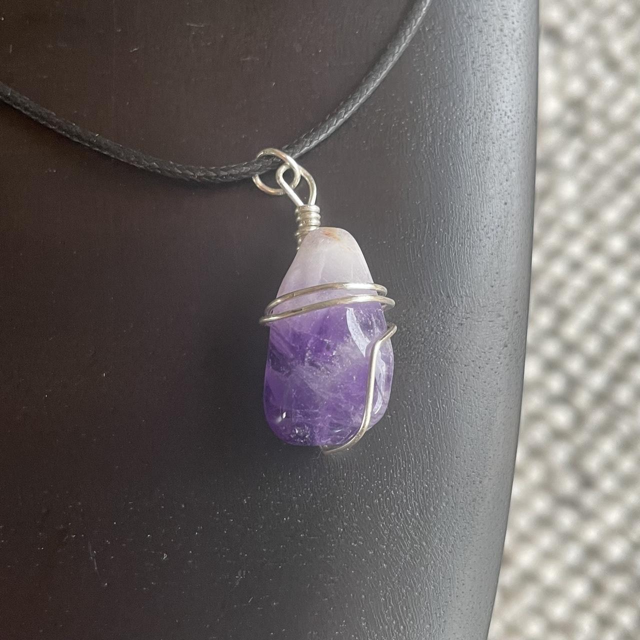 Banded Amethyst Necklace 𓇼 Handmade Amethyst - Depop