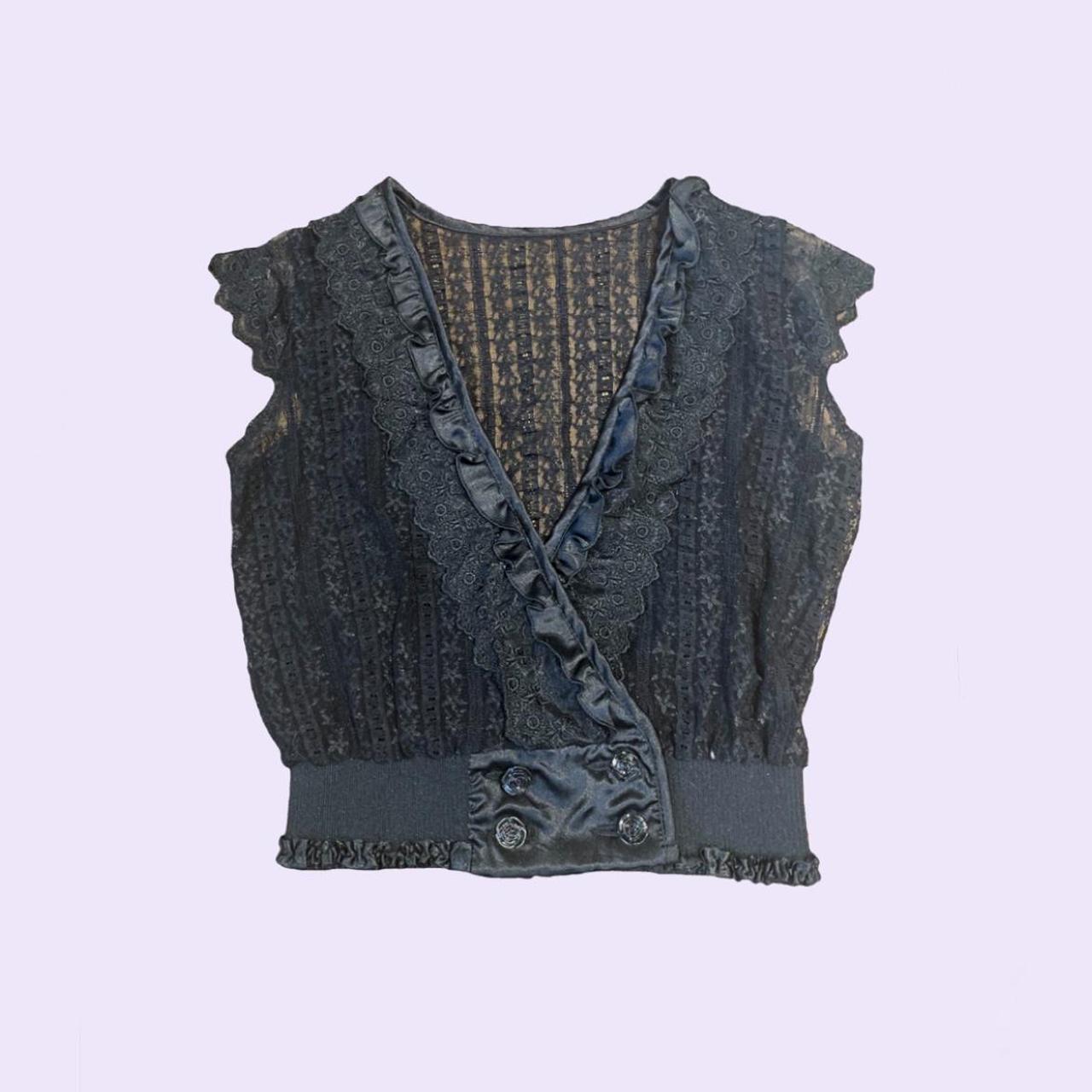 Black Lace Button vest top 🖤🌙 𓇼 has the loveliest... - Depop