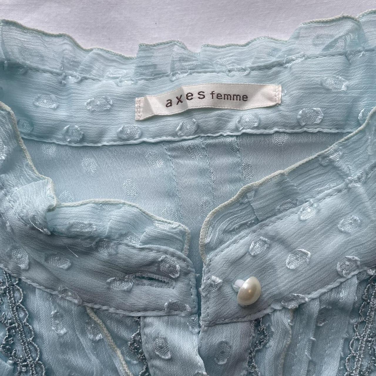 AXES FEMME Baby Blue Blouse with Pearl buttons... Depop