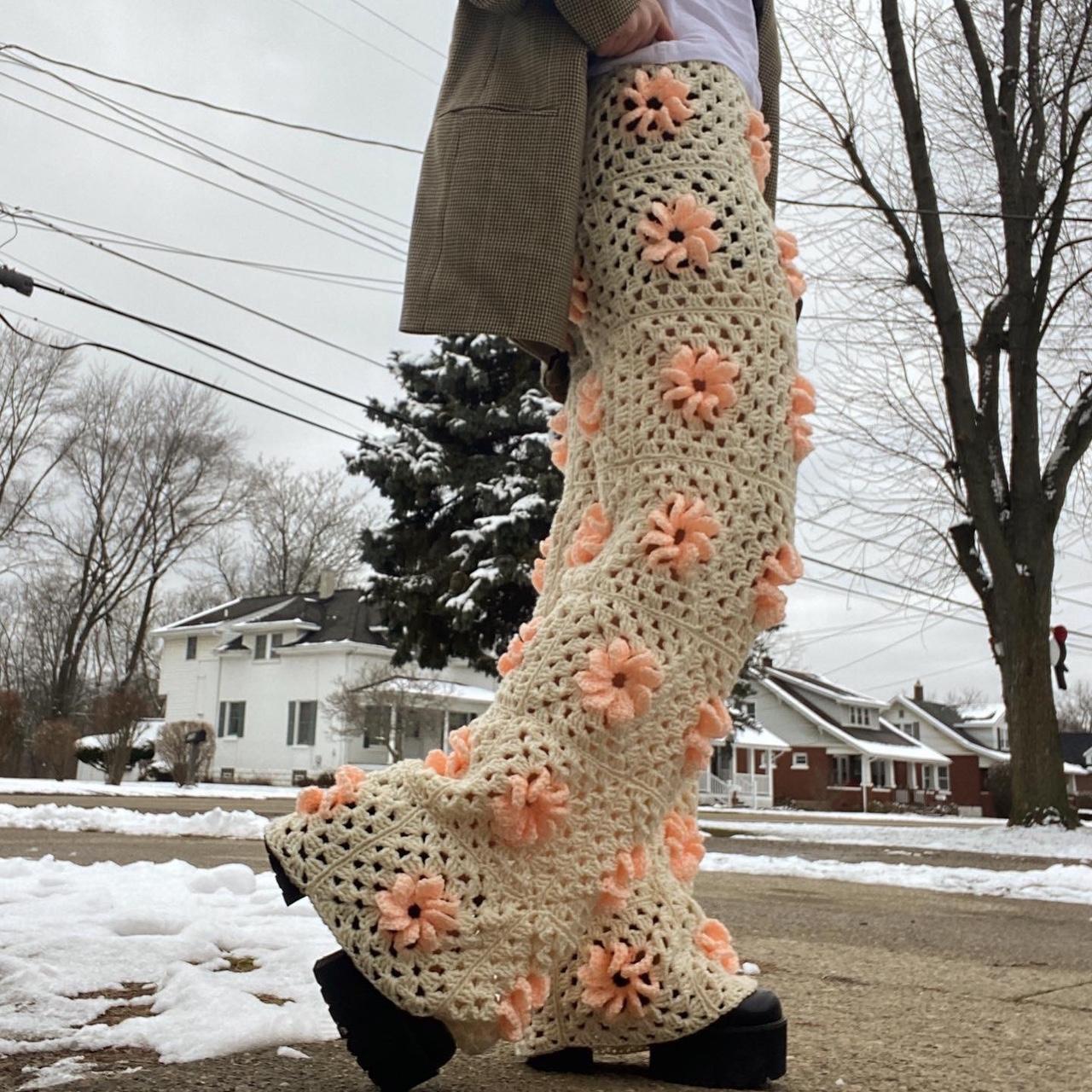 Crochet granny square flora floral flower high rise | Depop