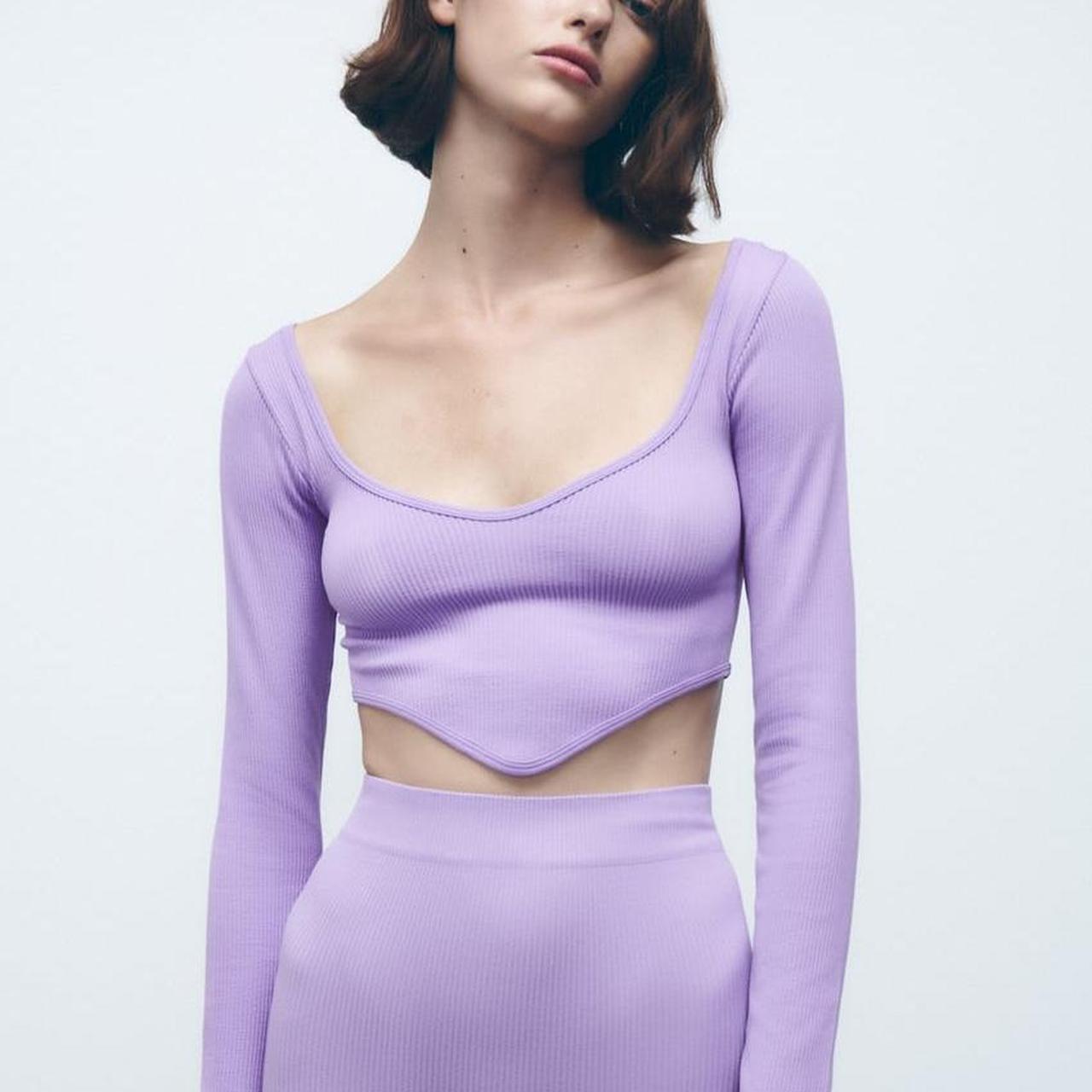 Zara purple seamless set co ord , worn a few times - Depop