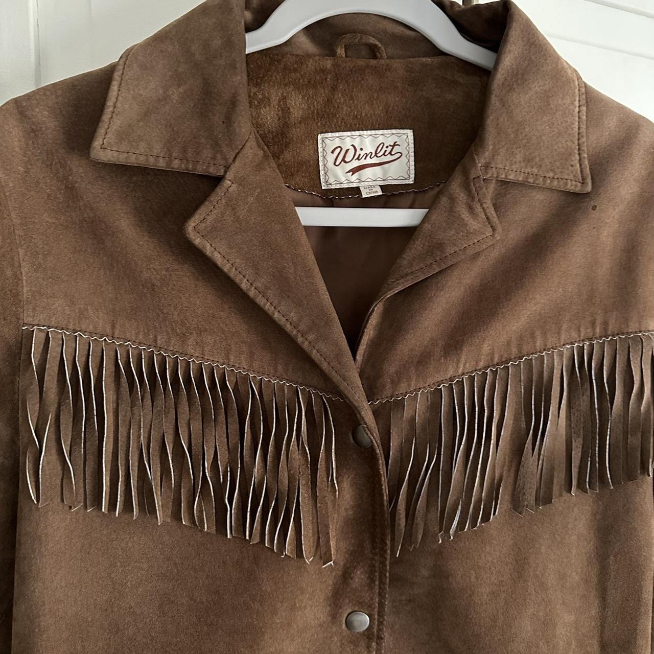Vintage leather fringe jacket - Depop