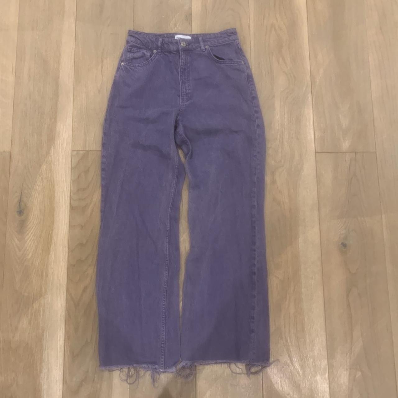 Zara Purple Wide Leg Jeans  Purple jeans outfit, Wide leg jeans