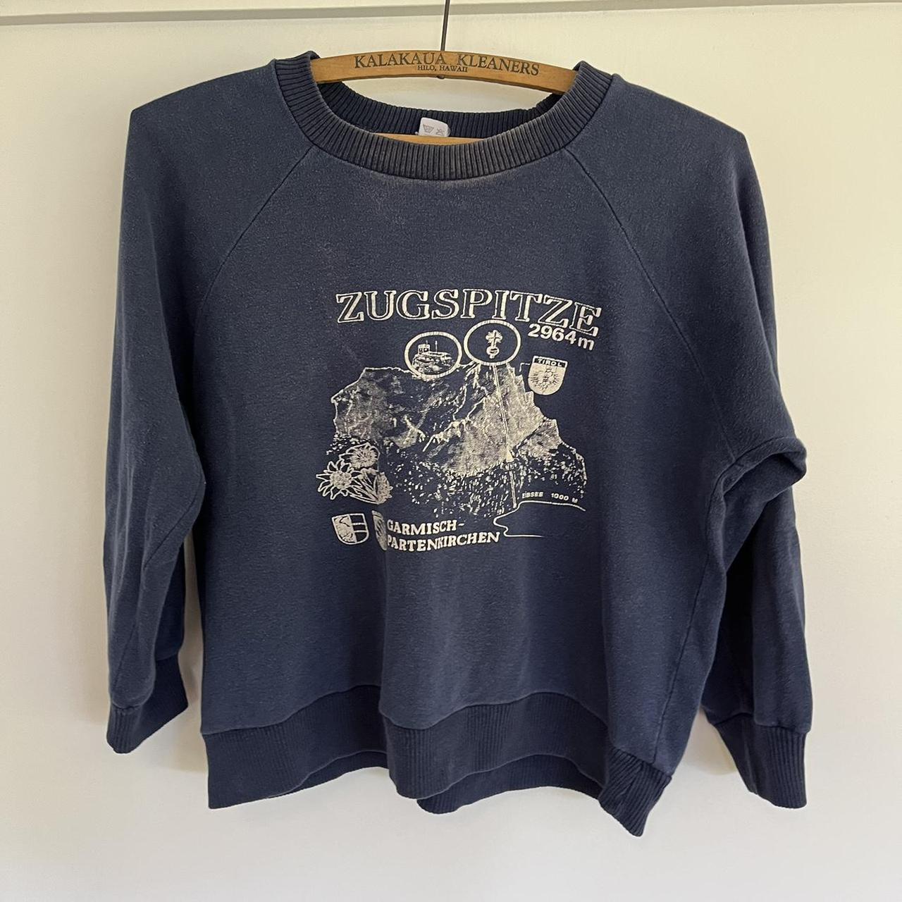 Vintage navy German crew neck Discoloring near the... - Depop