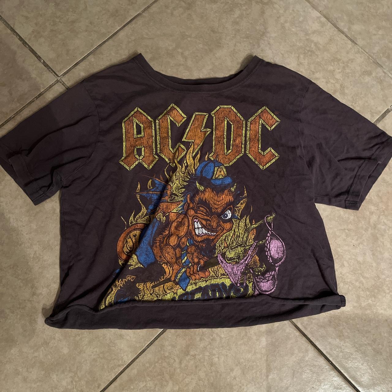 Vintage AC/DC Crop-top band t-shirt. Size... - Depop