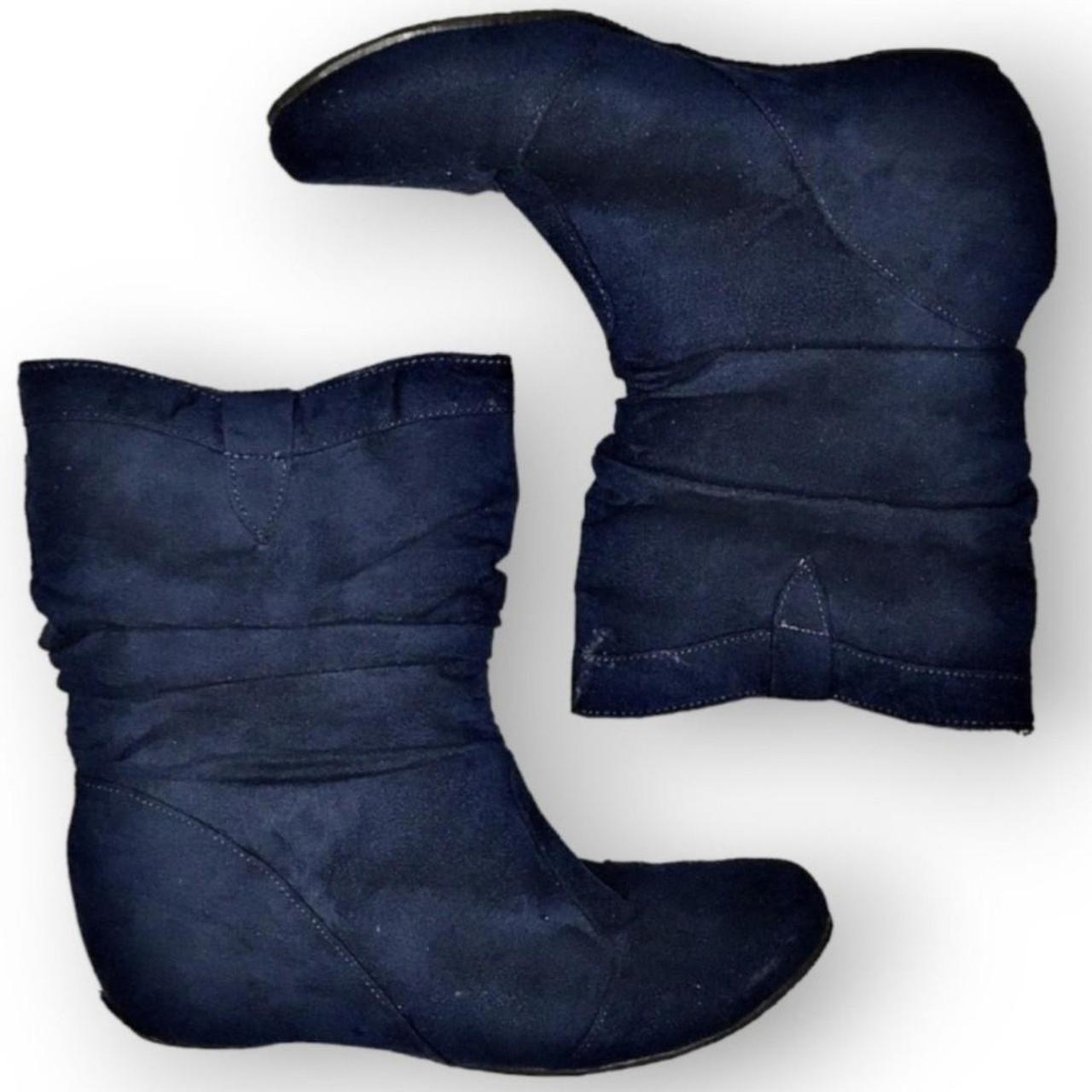 Blue suede slouch outlet boots