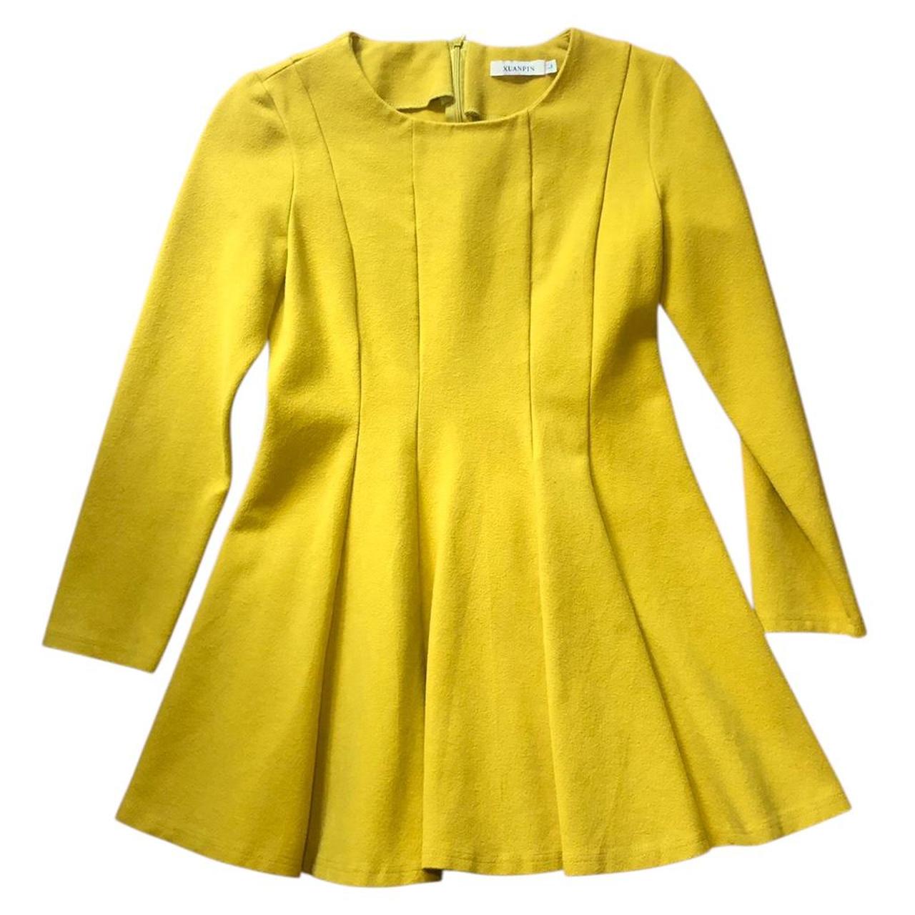 Women's Pleated Dress - Yellow - S – •yellow wool… - image 1