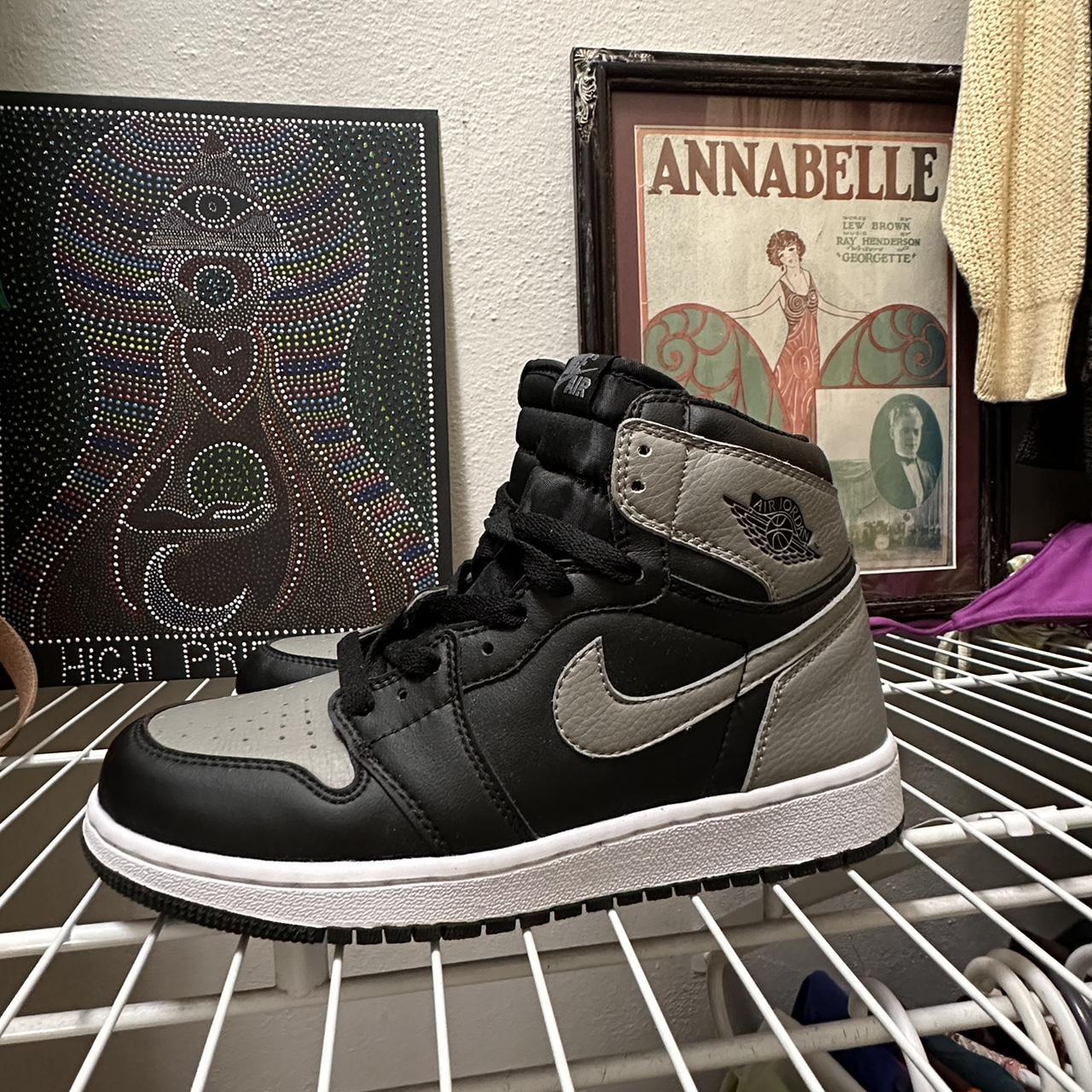 Black White and Grey high top Nike Jordan 1 very... Depop