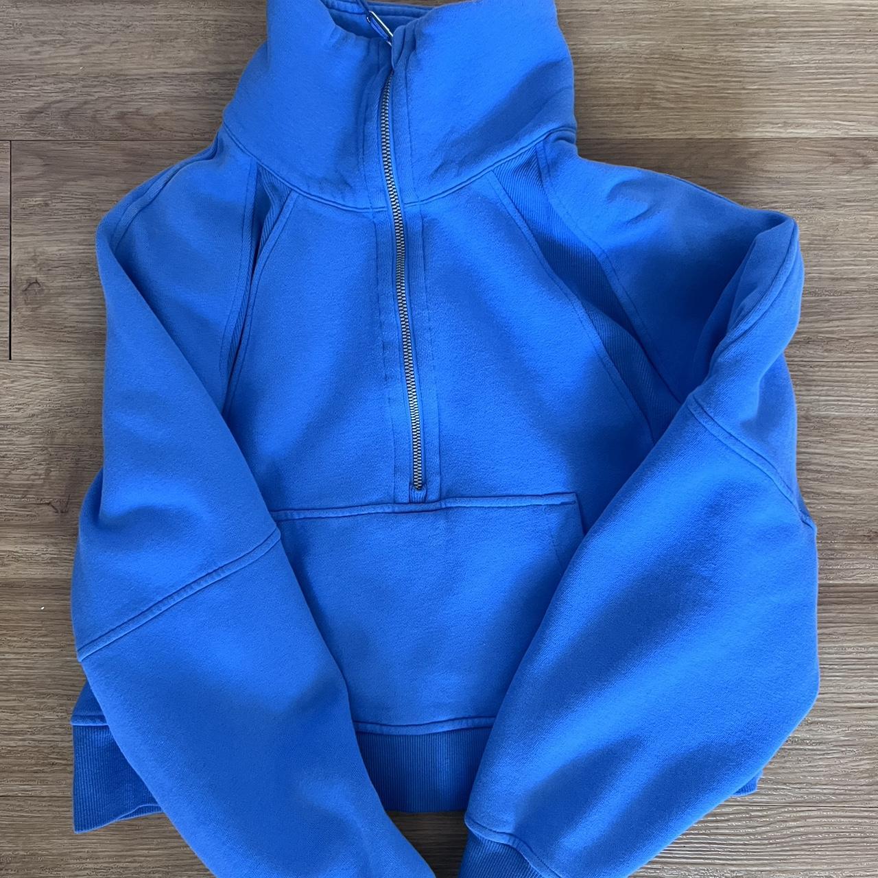 lululemon scuba half zip in blue nile, size xs/s - Depop