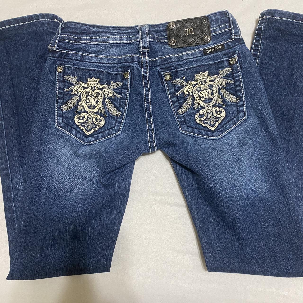 Rare Miss Me jeans with back design DEPOP PAYMENTS... - Depop