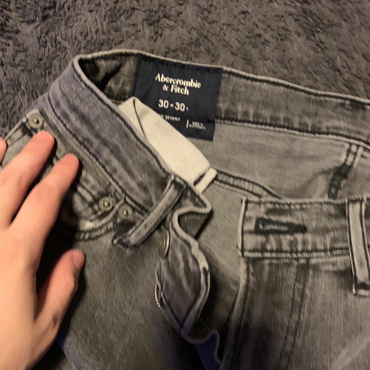 Abercrombie & Fitch Men's Grey and Black Jeans Depop