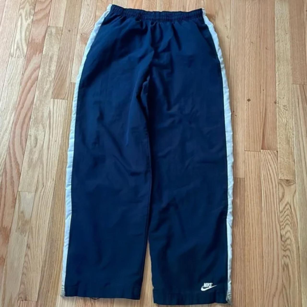 Nike Track Pants Adult Large Blue White Swoosh Logo... - Depop