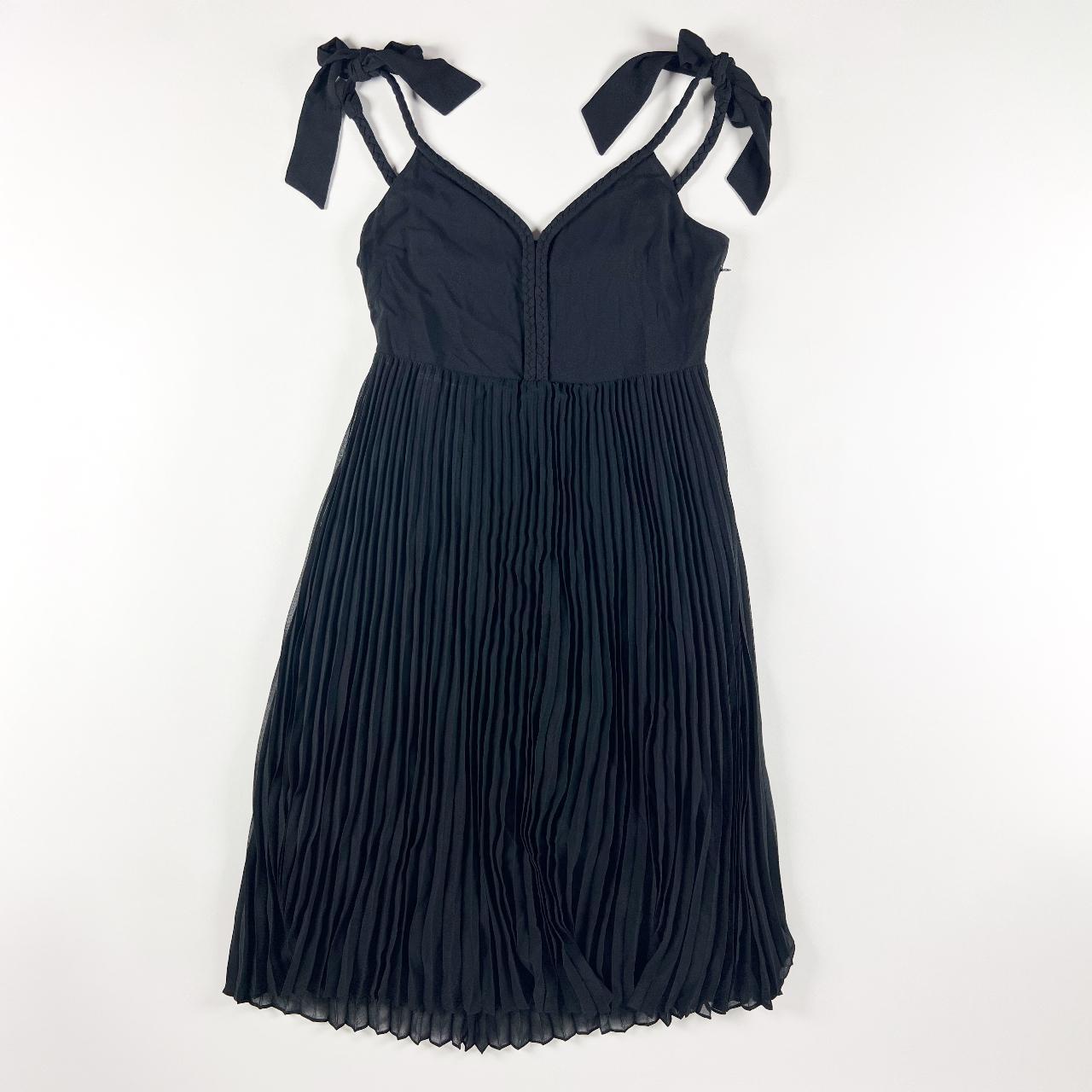 NEW Sezane Nella Robe Midi Black Chiffon Pleated Tie... - Depop