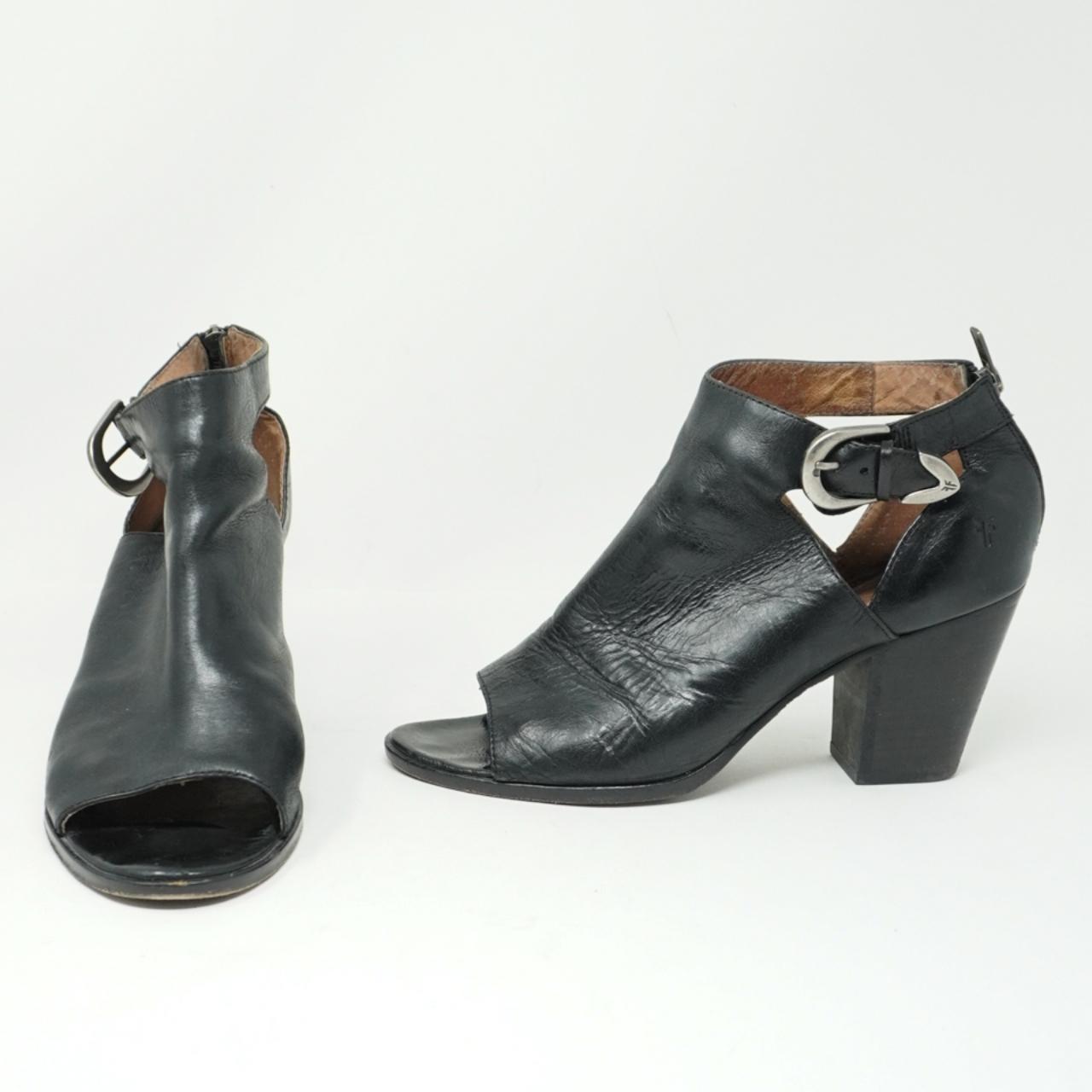 Frye Dani Genuine Leather Ankle Buckle Peep Toe