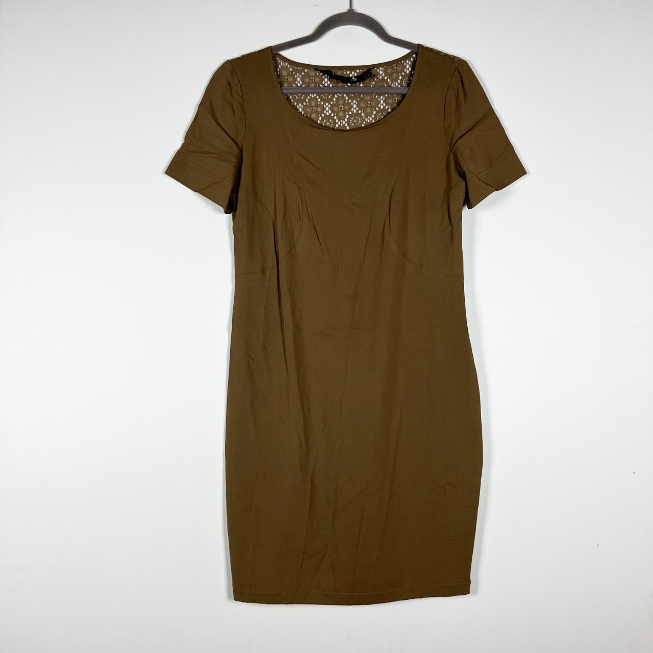 Patrizia Pepe Women's Dress - Brown/Khaki - 10 – Patrizia Pepe Chiffon Floral Lace Crochet Sheer …