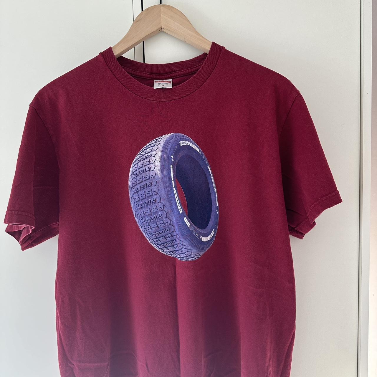 Supreme Tire Tee in Cardinal Red- 2020    Size:... - Depop