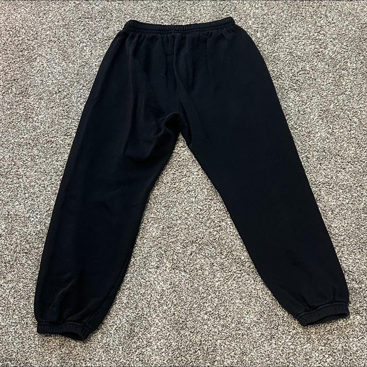 reebok sweatpants baggy black sweatpants good... - Depop