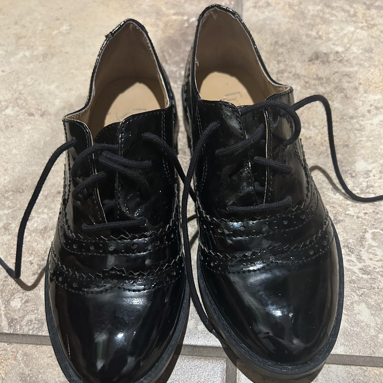 Franco Sarto Black Oxford leather dress shoes with