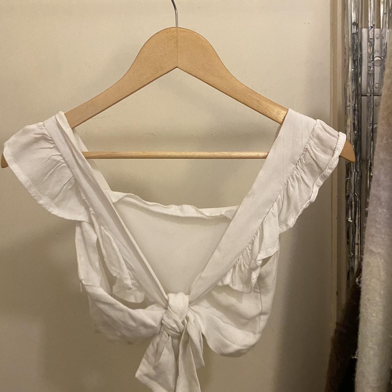 white tie up top, slightly faded due to wear - Depop