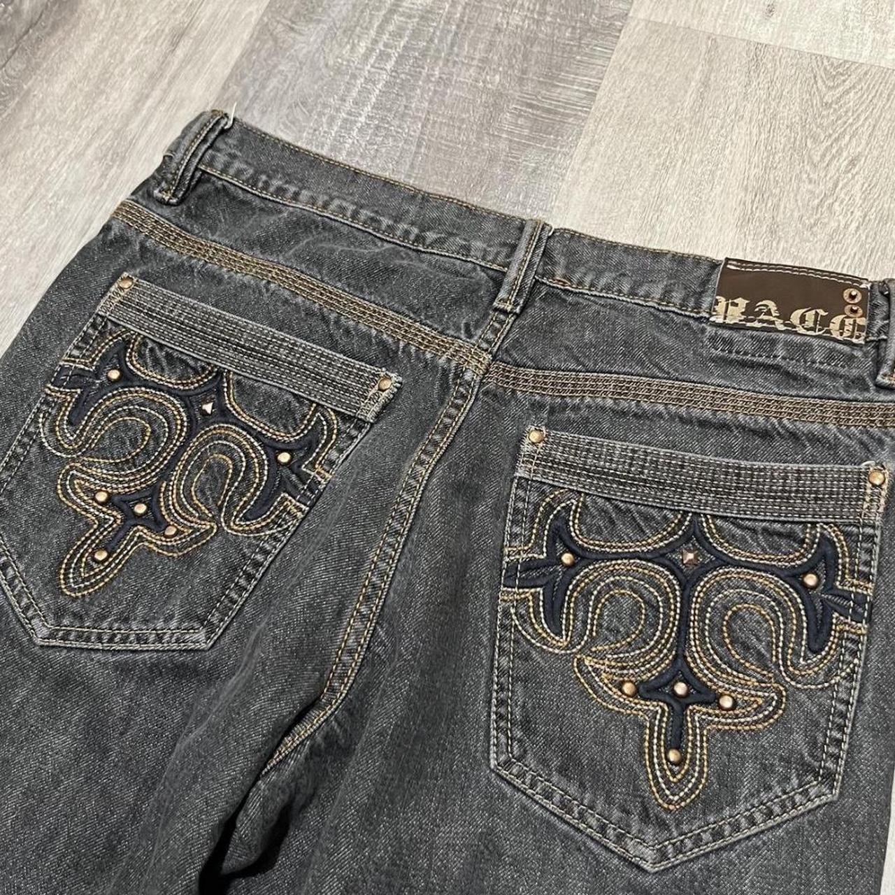 Paco Jeans Slim Boot Cut Embellished Black/Brown... - Depop