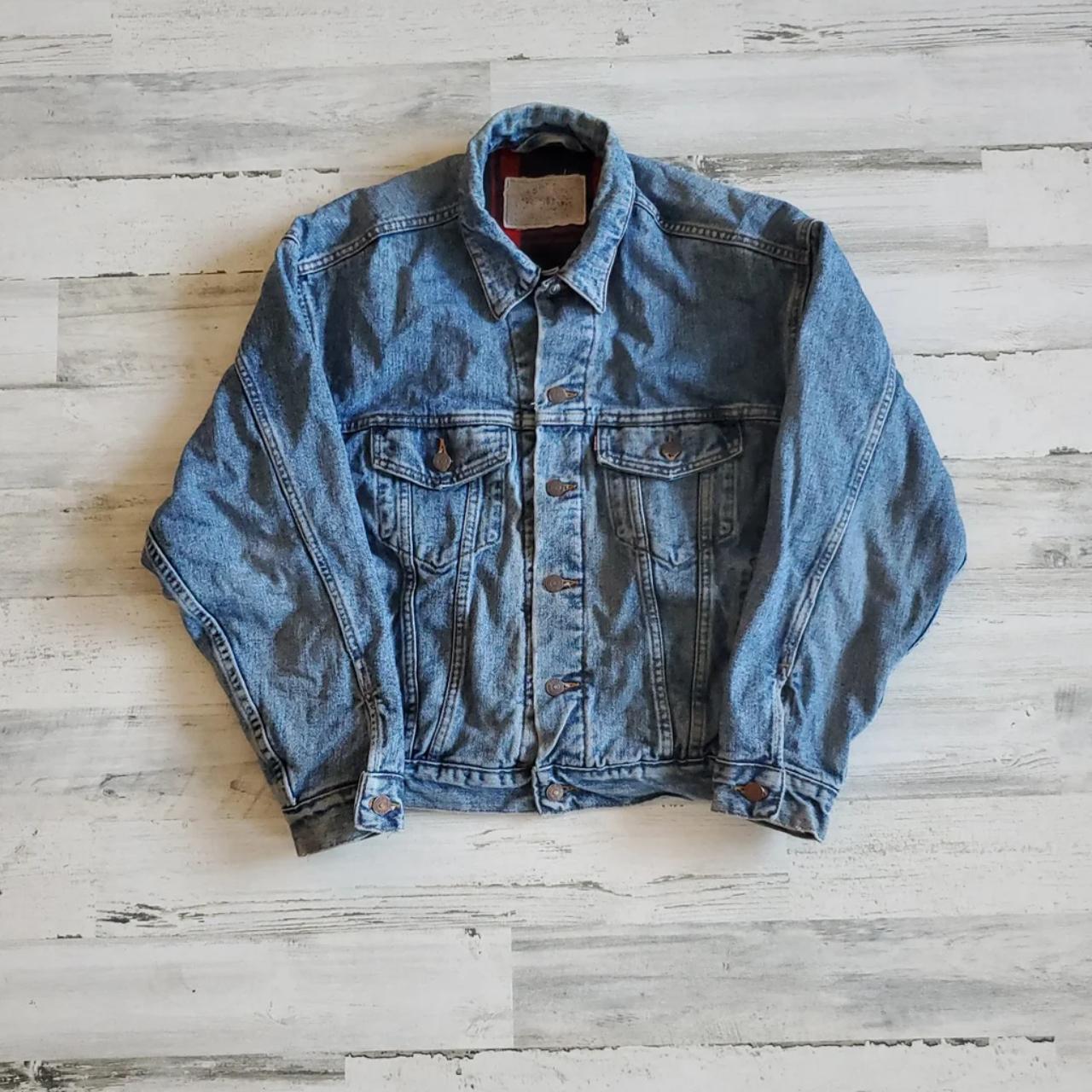 Vintage Levis Flannel Lined USA Denim Trucker Jacket... Depop