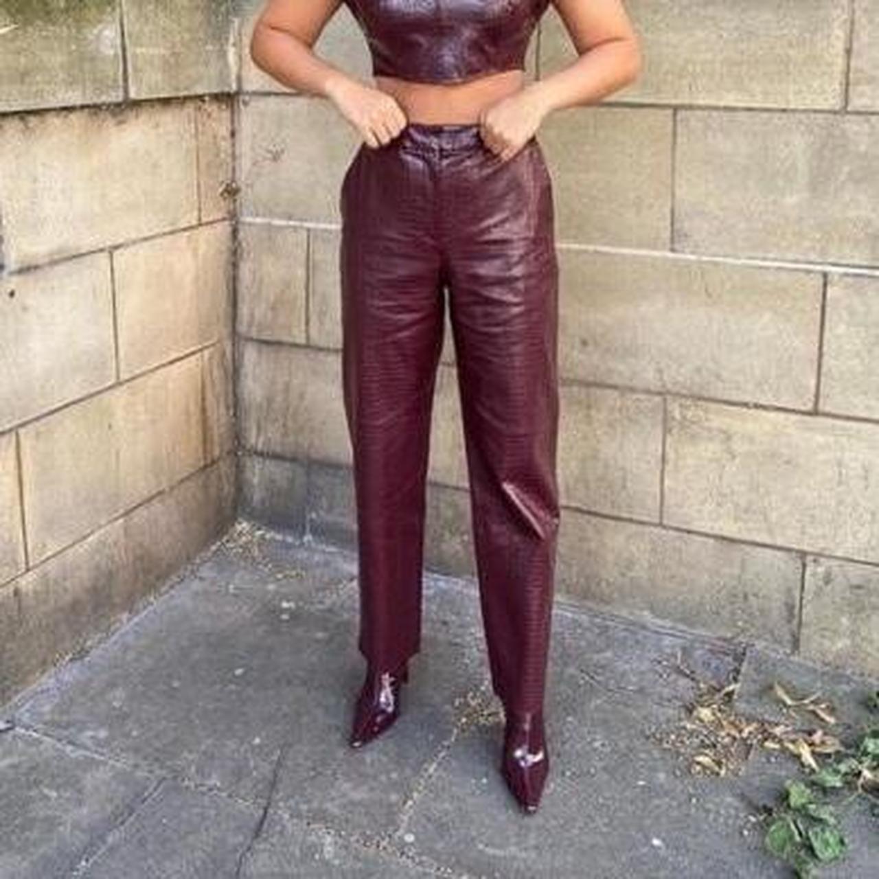 Burgundy Leather Croc Faux Leather Pants ❤️❤️ZARA FAUX LEATHER