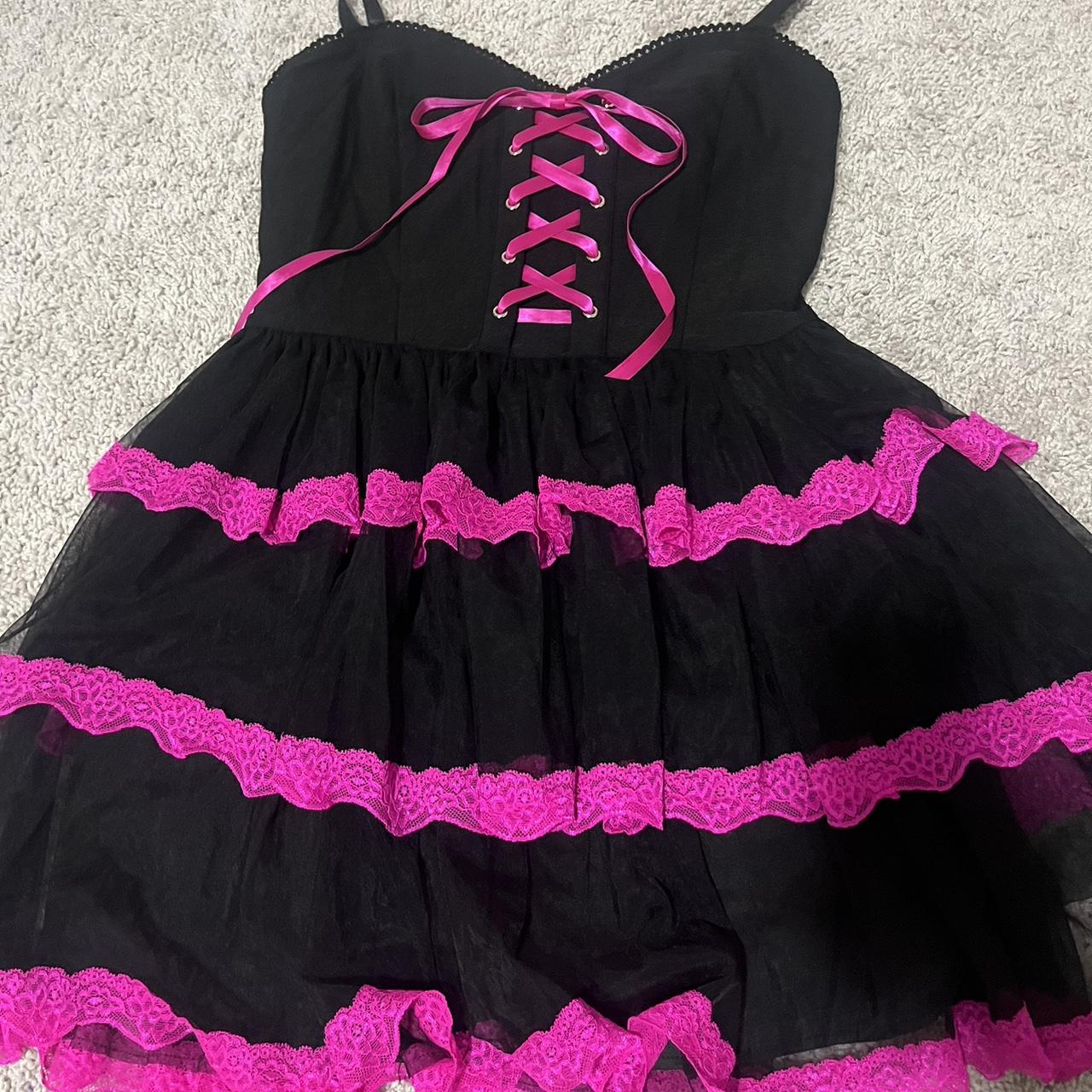 super cute Dollskill pink and black emo/punk dress Depop