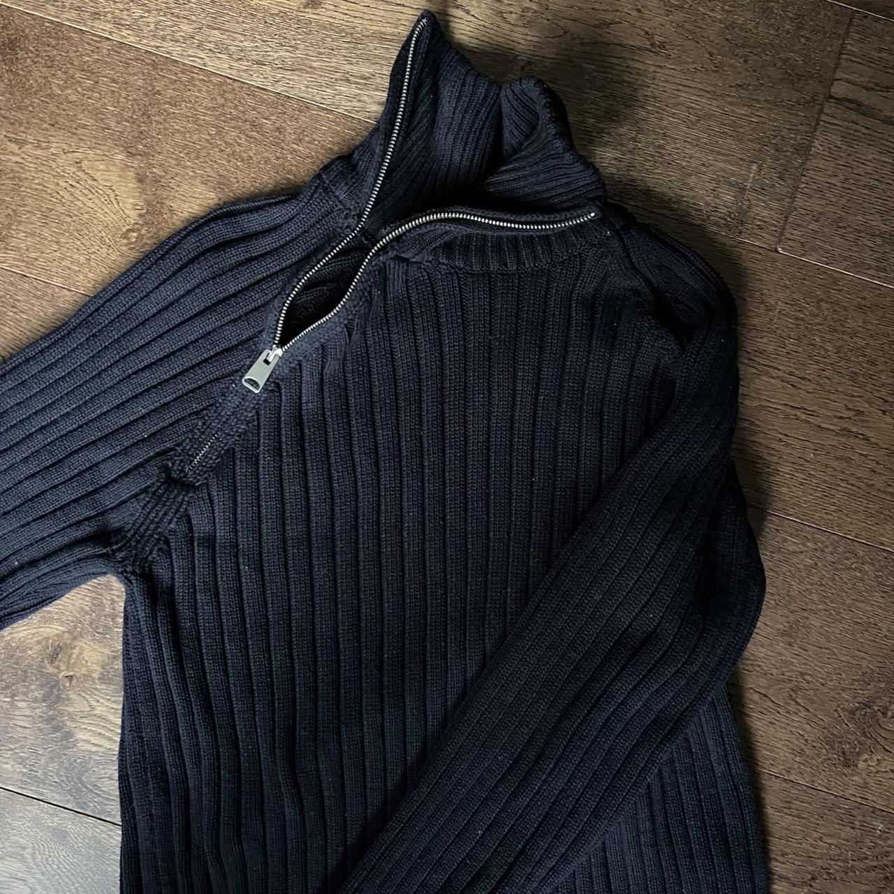 Zara navy asymmetrical zip up sweater, Oversized