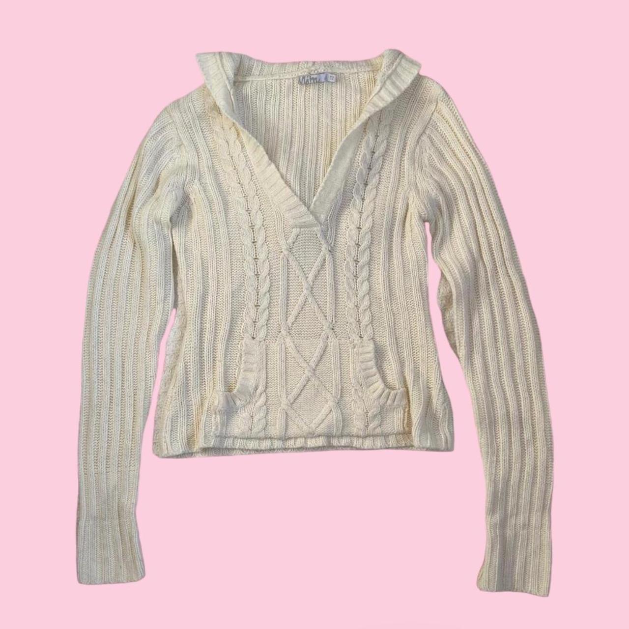 Women's White and Cream Jumper Depop