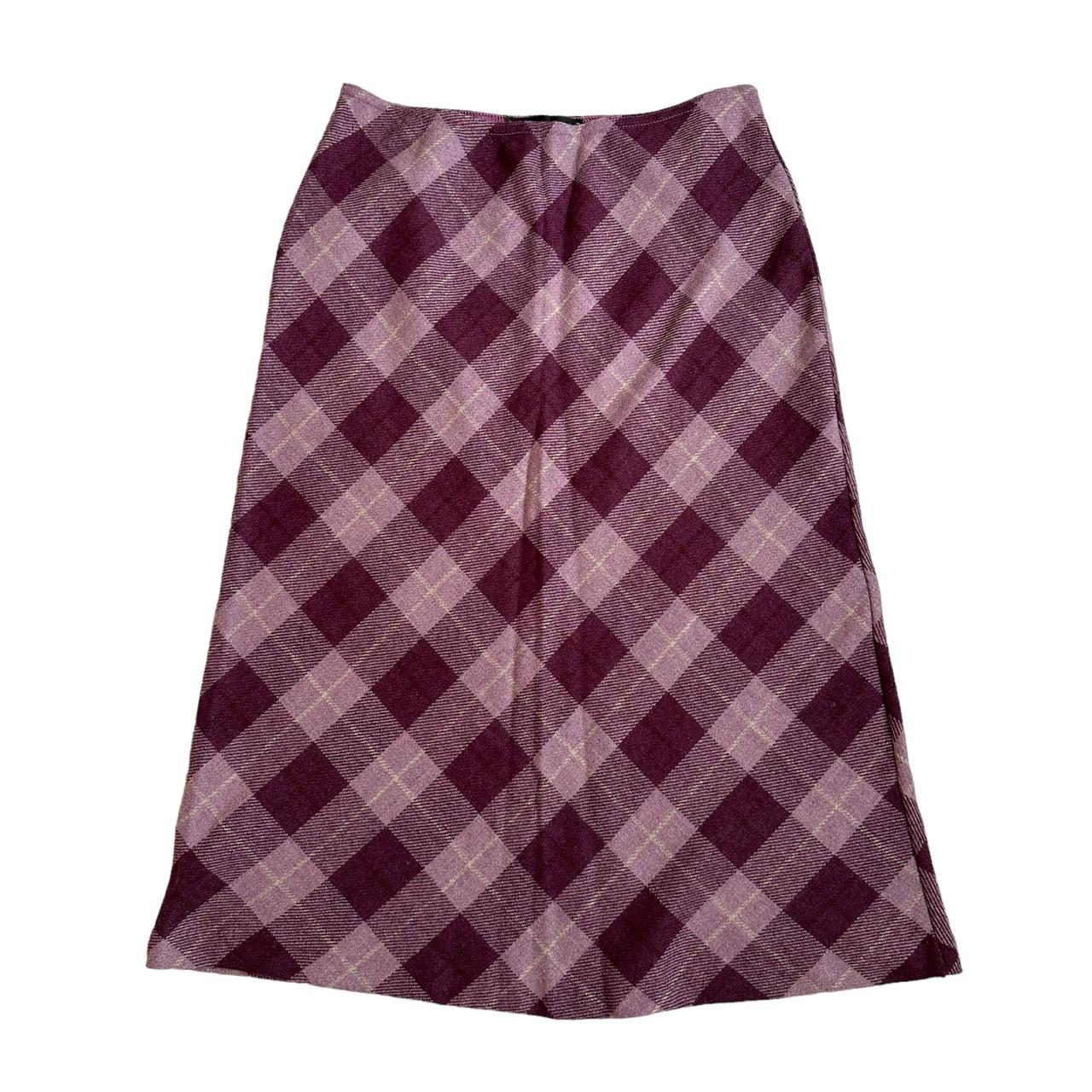 Y K Jane Norman Purple Plaid Midi Skirt Waist Depop