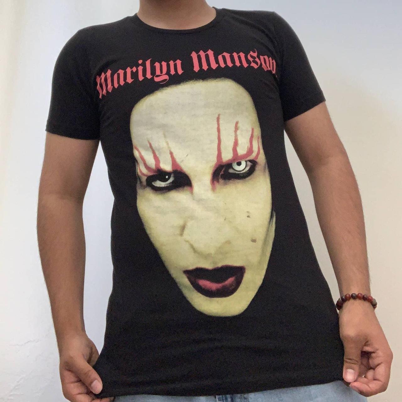 Vintage Marilyn Manson Big Face T Shirt Band Tee... - Depop