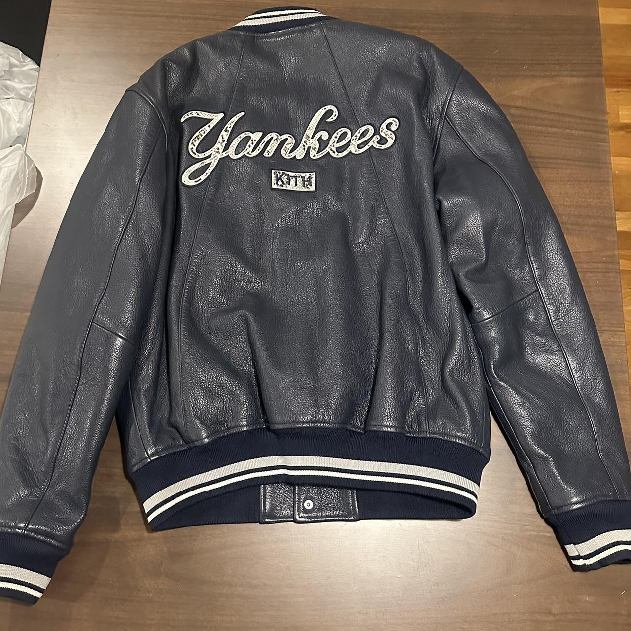 ジャケット・アウター Kith Leather Jacket MLB Yankees Bomber Vintage New York Yankees Baseball Team Varsity Leather