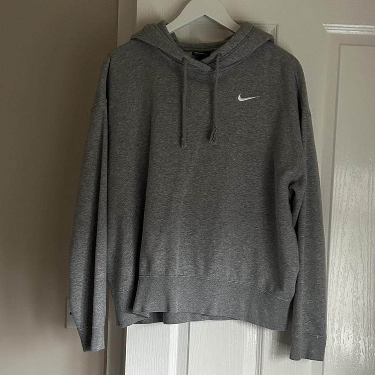 nike hoodie swoosh grey