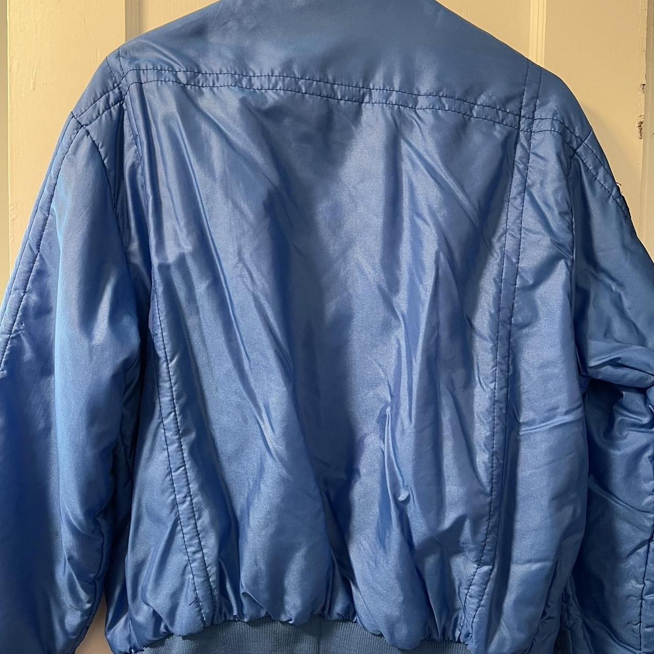 Vintage 80s satin bomber jacket in electric blue.... - Depop