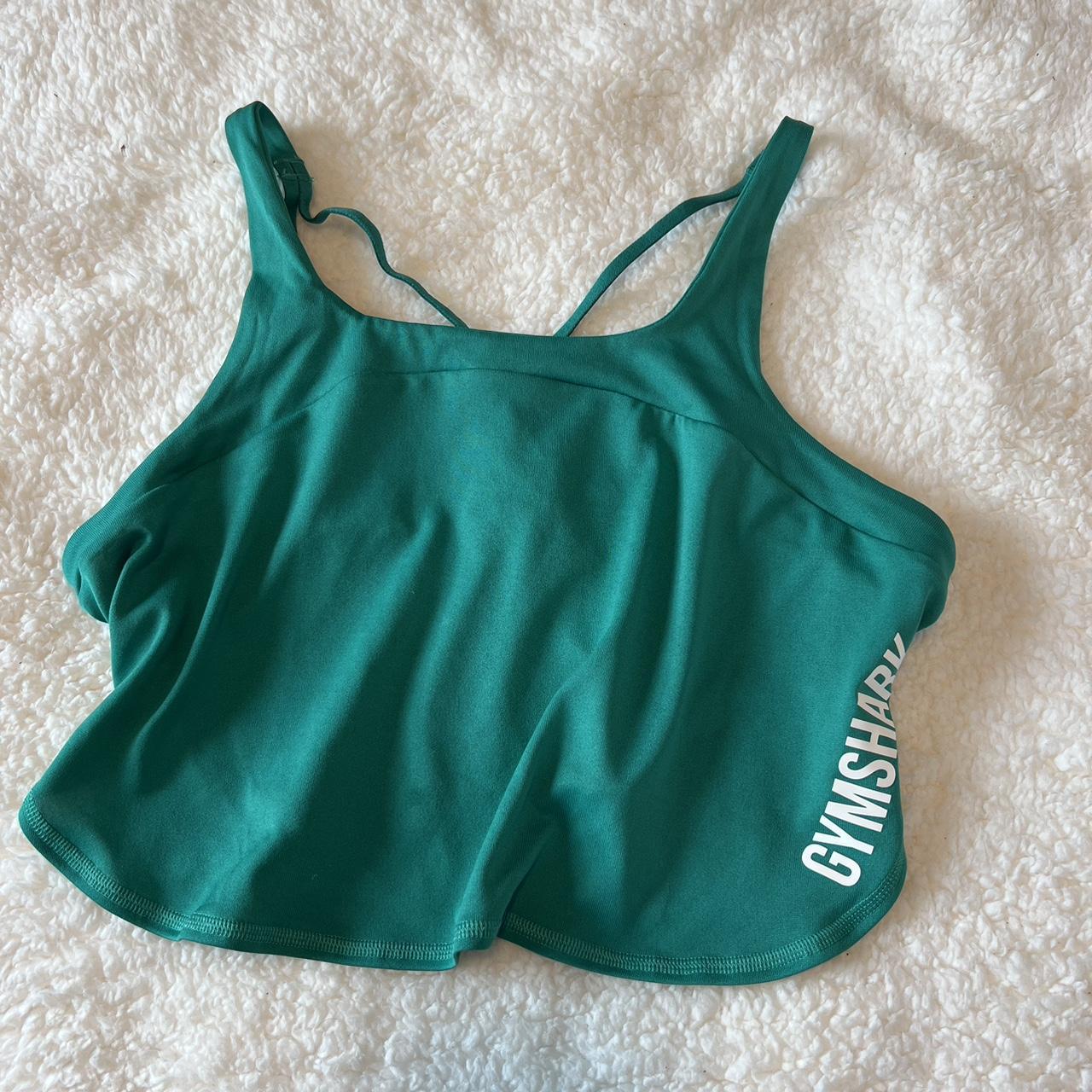 emerald green gym shark tank top only worn a couple... - Depop