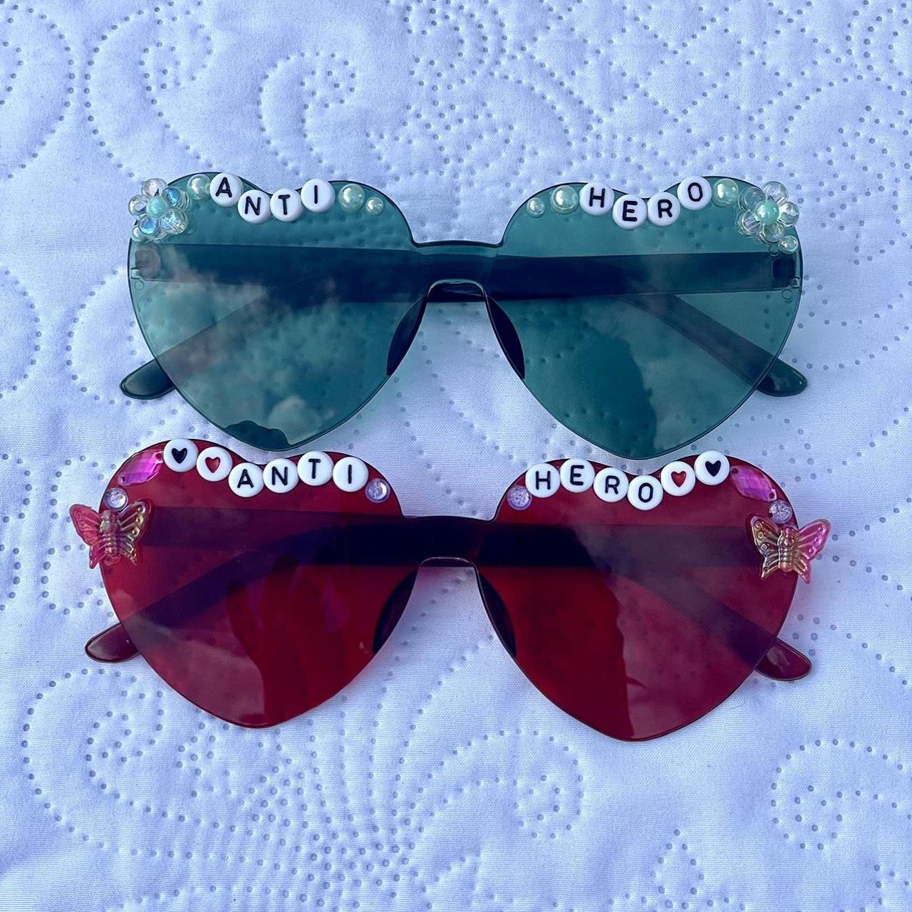 Women's Red and Green Sunglasses Depop