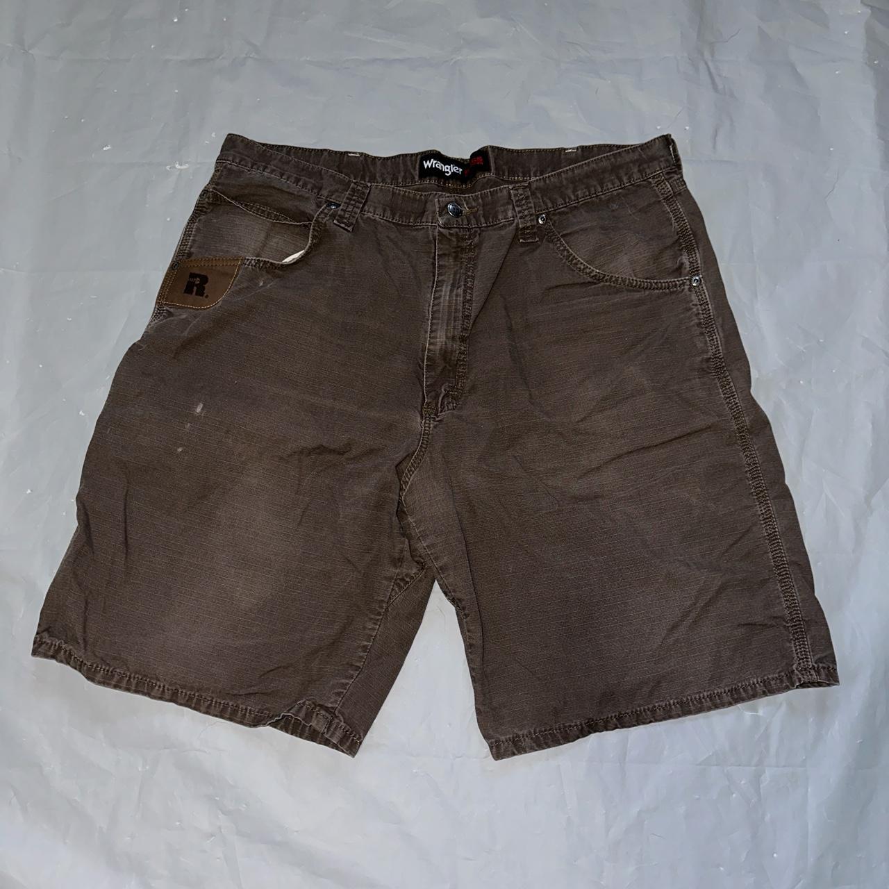 brown size 38 wrangler rigs carpenter jorts. minimal... - Depop