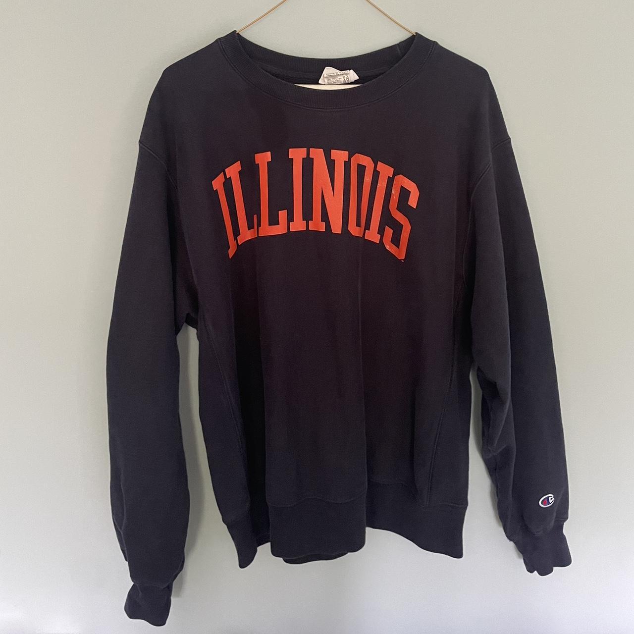 Champion blue and orange UIUC crewneck sweatshirt. Depop