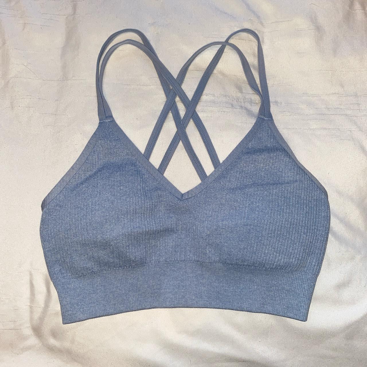 Strappy baby blue padded sports bra Aerie size XS - Depop