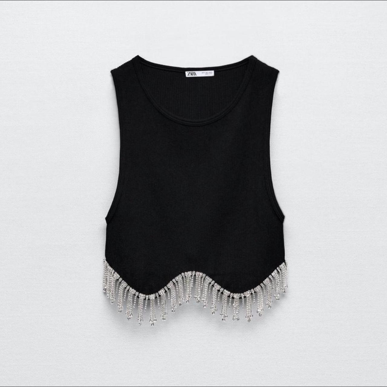 Zara Women's Black and Silver Croptop Depop