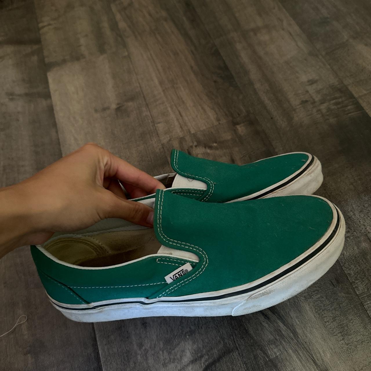 Bright green slip on vans - Depop